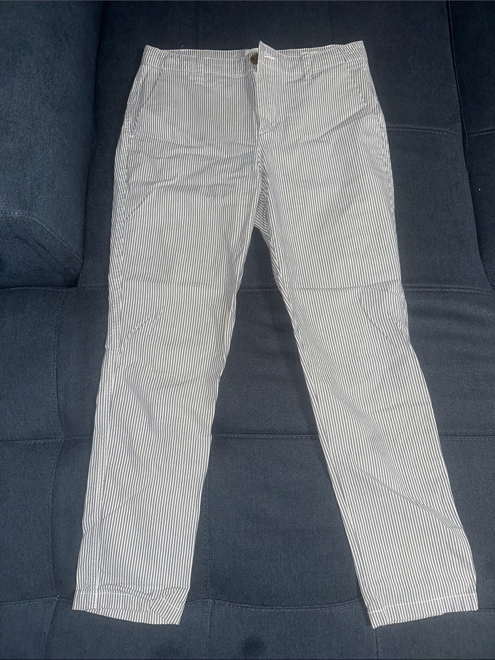 Gap striped White and Navy Women’s Girlfriend-Fit Khaki Pants